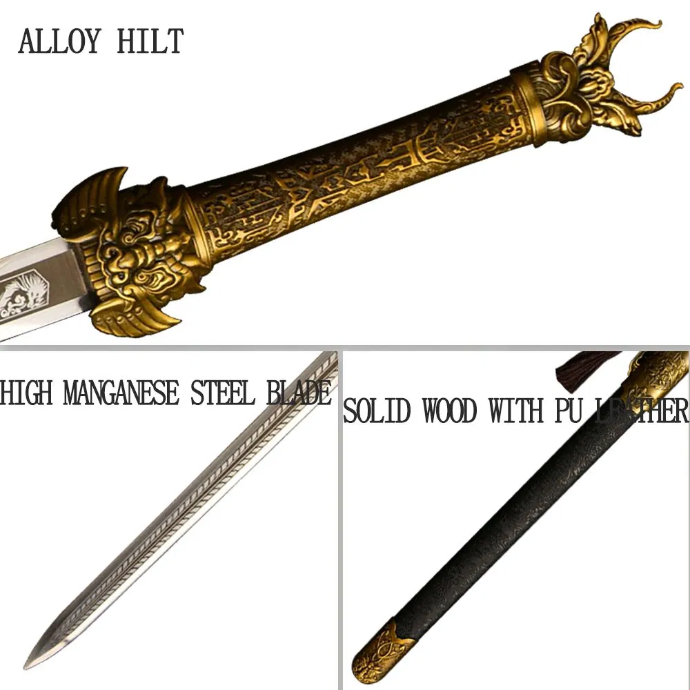 Hochwertiges chinesisches Drachen- und Phönix-Damastschwert für die Sammlung Ss496